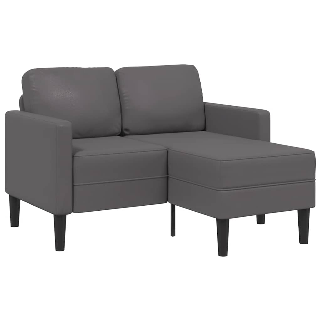 2-personers sofa med chaiselong L-formet 125 cm kunstlæder grå