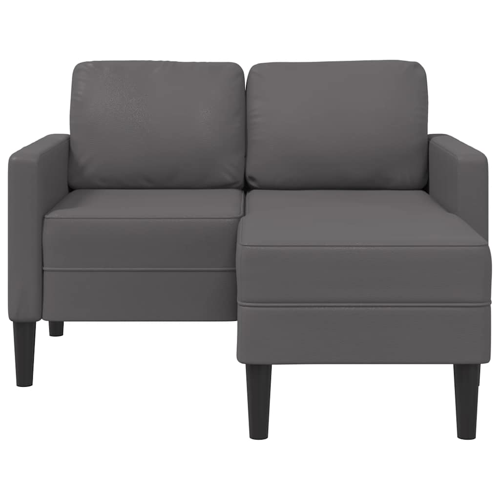 2-personers sofa med chaiselong L-formet 125 cm kunstlæder grå