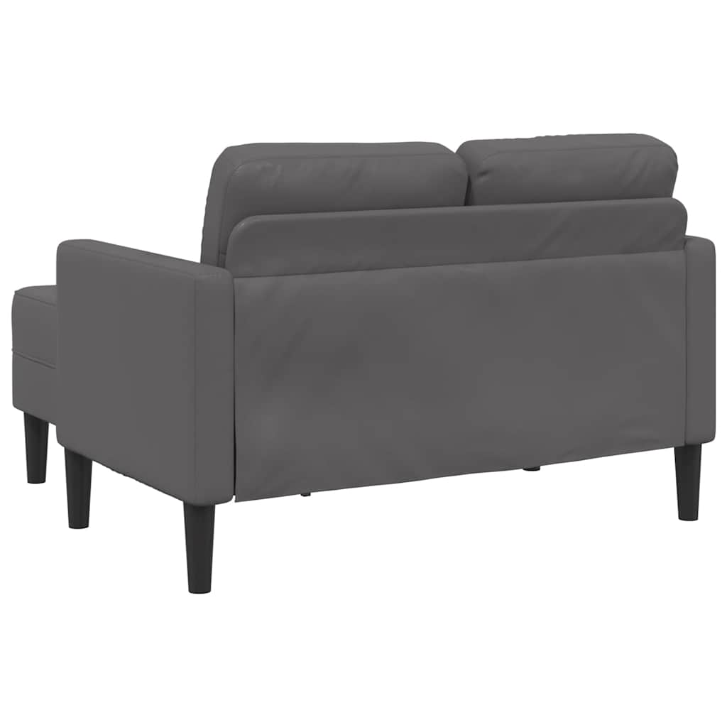 2-personers sofa med chaiselong L-formet 125 cm kunstlæder grå