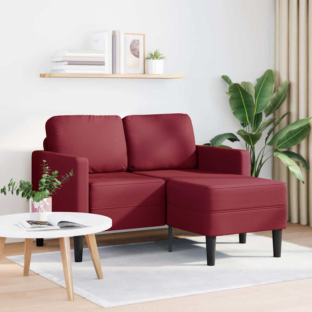 2-personers sofa med chaiselong L-formet 125 cm kunstlæder