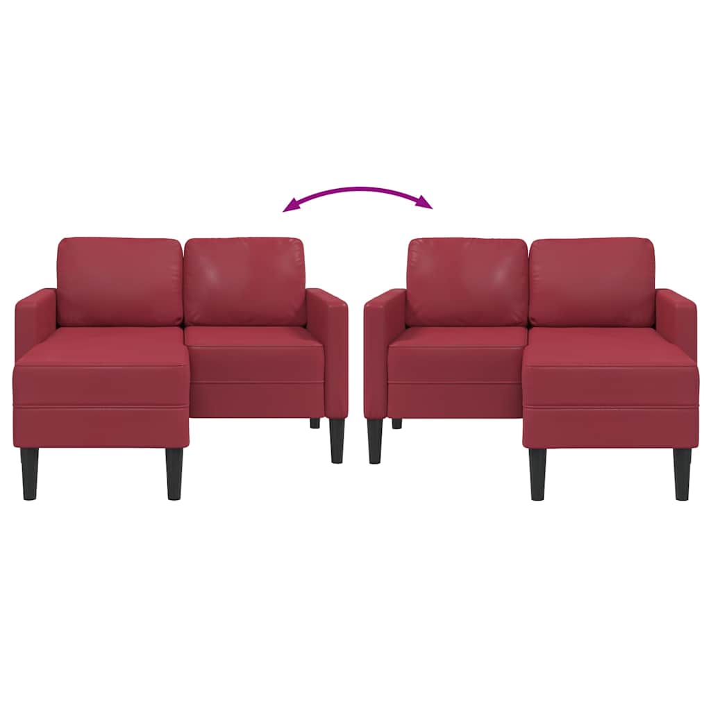 2-personers sofa med chaiselong L-formet 125 cm kunstlæder