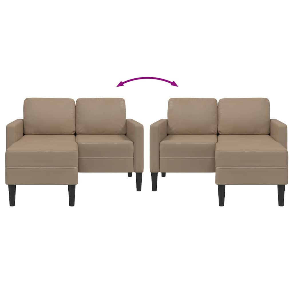 2-personers sofa med chaiselong L-formet 125 cm kunstlæder