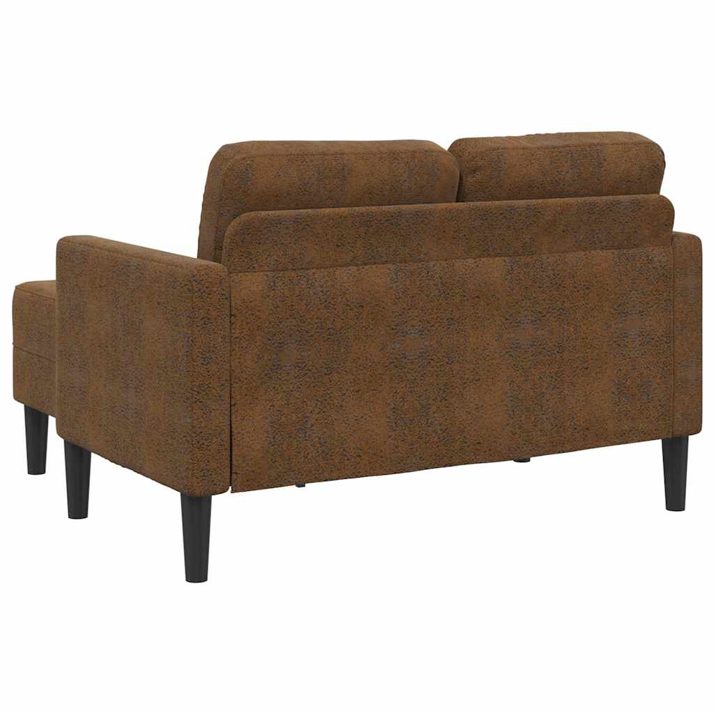 2-personers sofa med chaiselong L-formet 125 cm kunstlæder brun