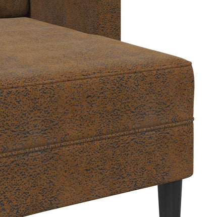 2-personers sofa med chaiselong L-formet 125 cm kunstlæder brun