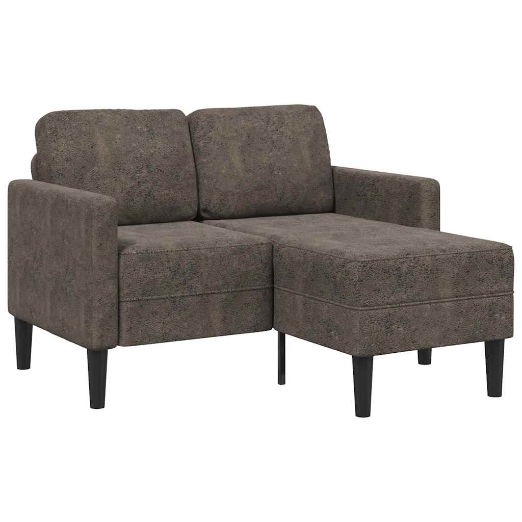 2-personers sofa med chaiselong, L-formet 125 cm - kunstlæder, mørkegrå