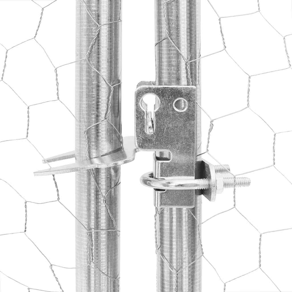 hønsegård med tag 2,5x12x2,25 m galvaniseret stål