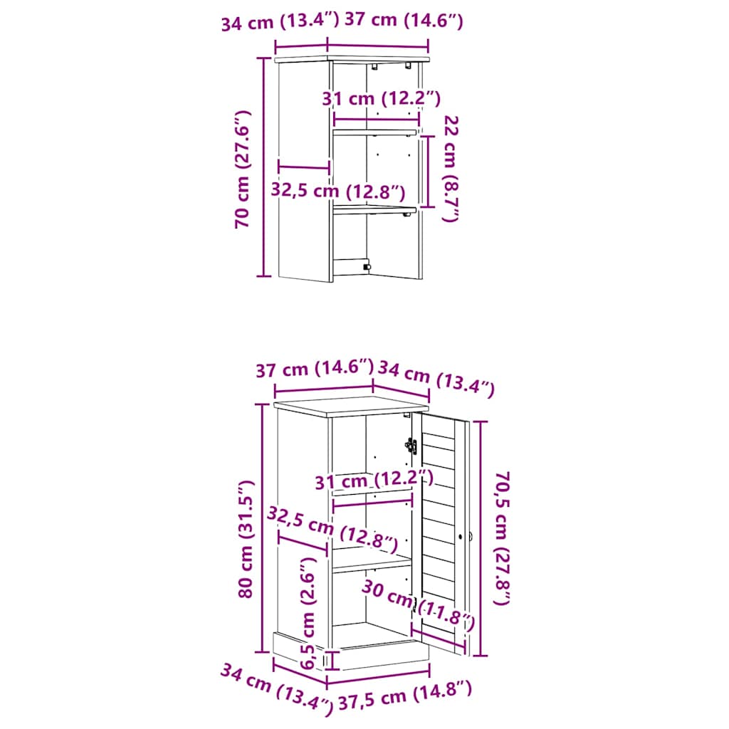 Badeværelsesmøbel sæt VIGO Brun og honningbrun 37 x 34 x 150 cm