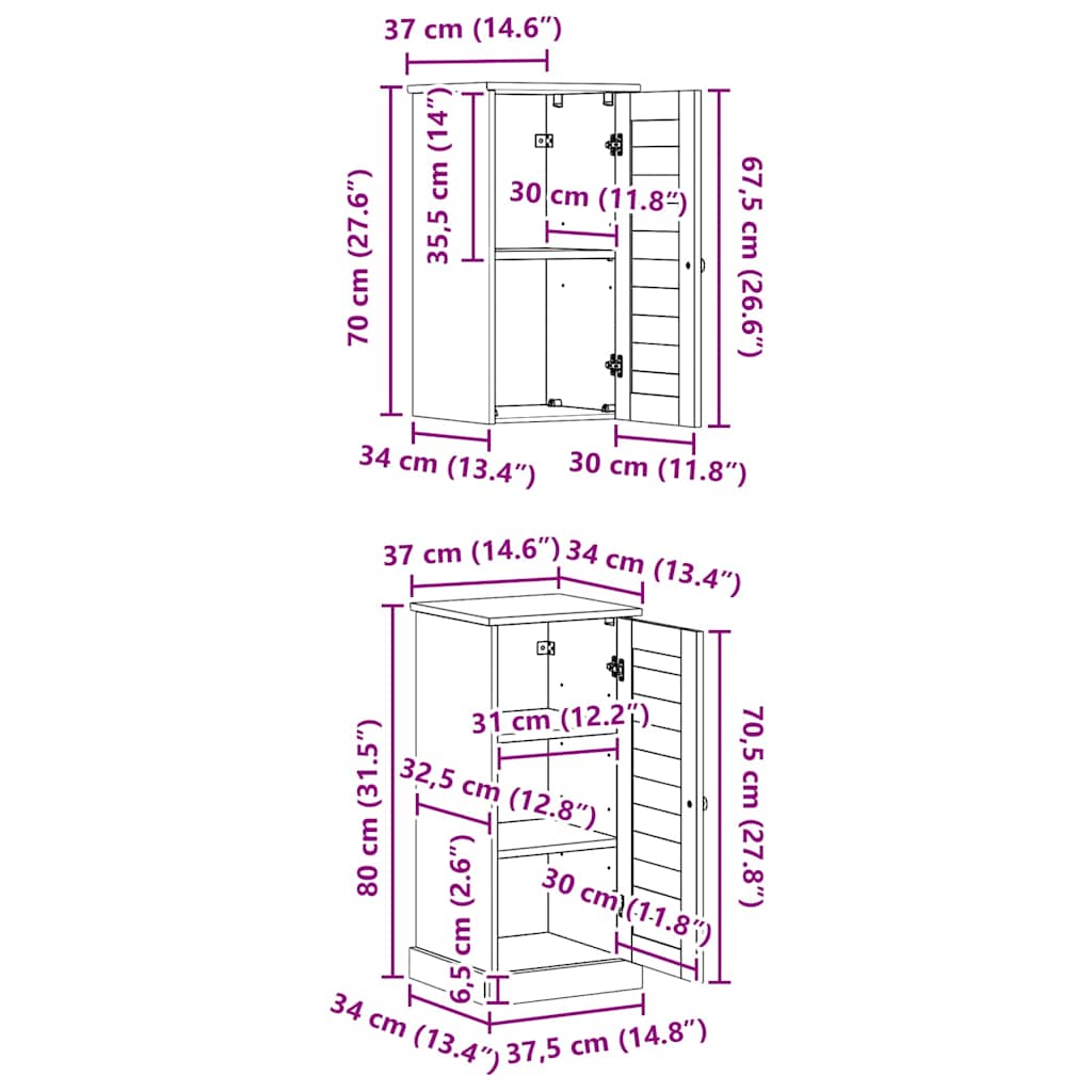 Badeværelsesmøbel sæt VIGO 2 pcs antik hvid 37 x 34 x 80 cm