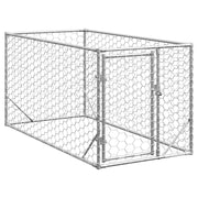 udendørs hundebur med dør 2x1x1 m galvaniseret stål
