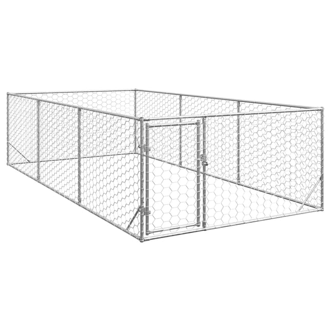 udendørs hundebur med dør 2x4x1 m galvaniseret stål