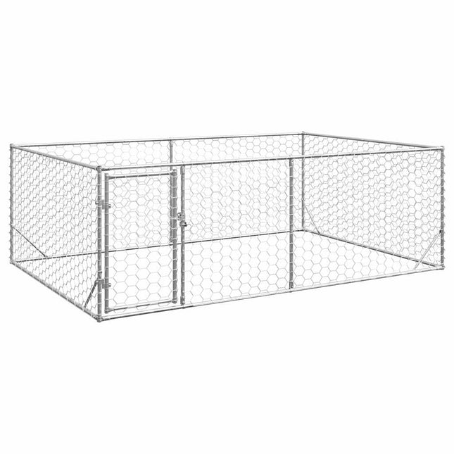 udendørs hundebur med dør 3x2x1 m galvaniseret stål