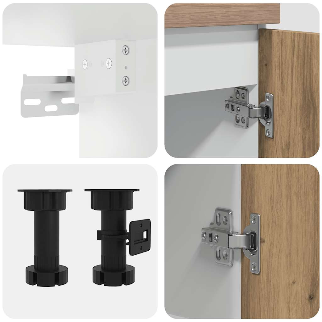 4-delt køkkenskabssæt "Lyon" håndlavet eg konstrueret træ