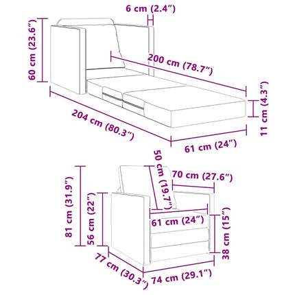 Sovesofa 60cm Mørkegrå Stof