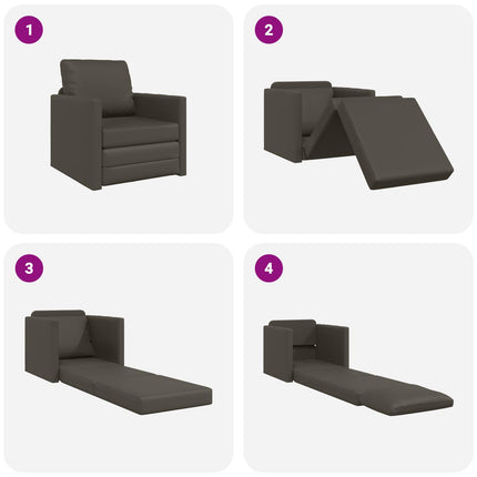 Sovesofa 60cm Grå Kunstlæder