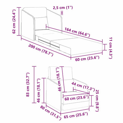 Sovesofa Lysegrå 65 x 80 x 83 cm Stof