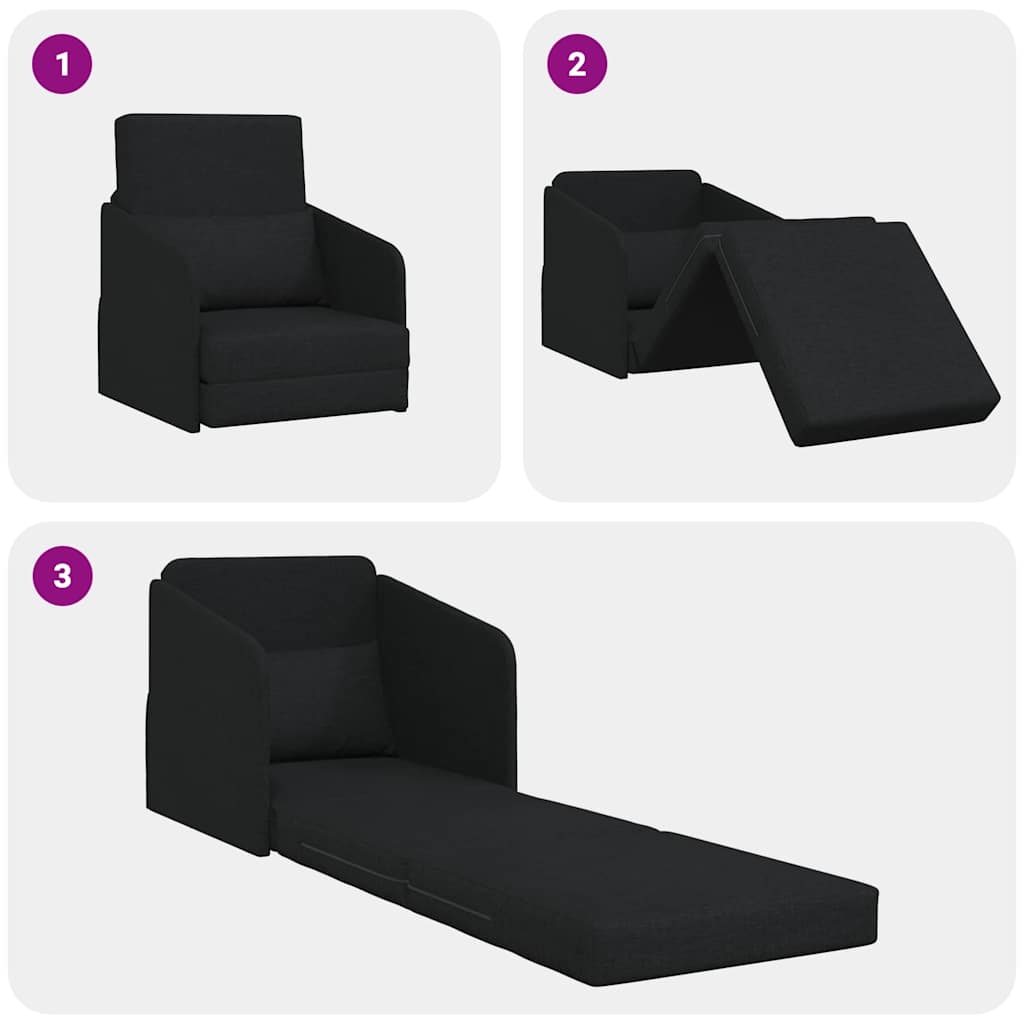 Sovesofa Sort 65 x 80 x 83 cm Fløjl