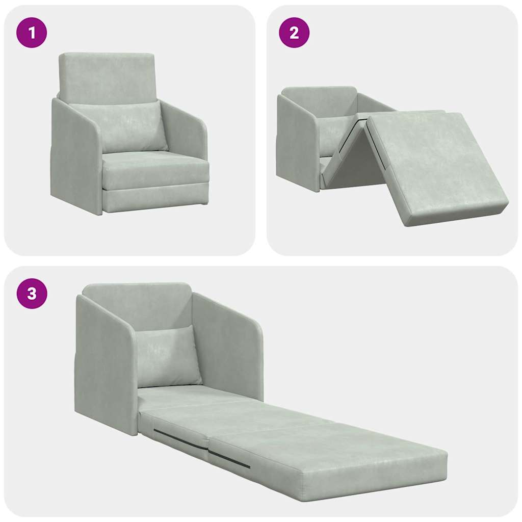 Sovesofa Lysegrå 65 x 80 x 83 cm Fløjl