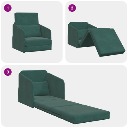 Sovesofa Mørkegrøn 65 x 80 x 83 cm Fløjl