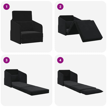 Sovesofa Sort 65 x 80 x 83 cm Fløjl