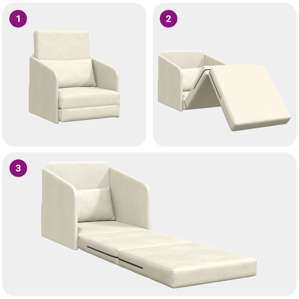 Sovesofa Creme 65 x 80 x 83 cm Fløjl