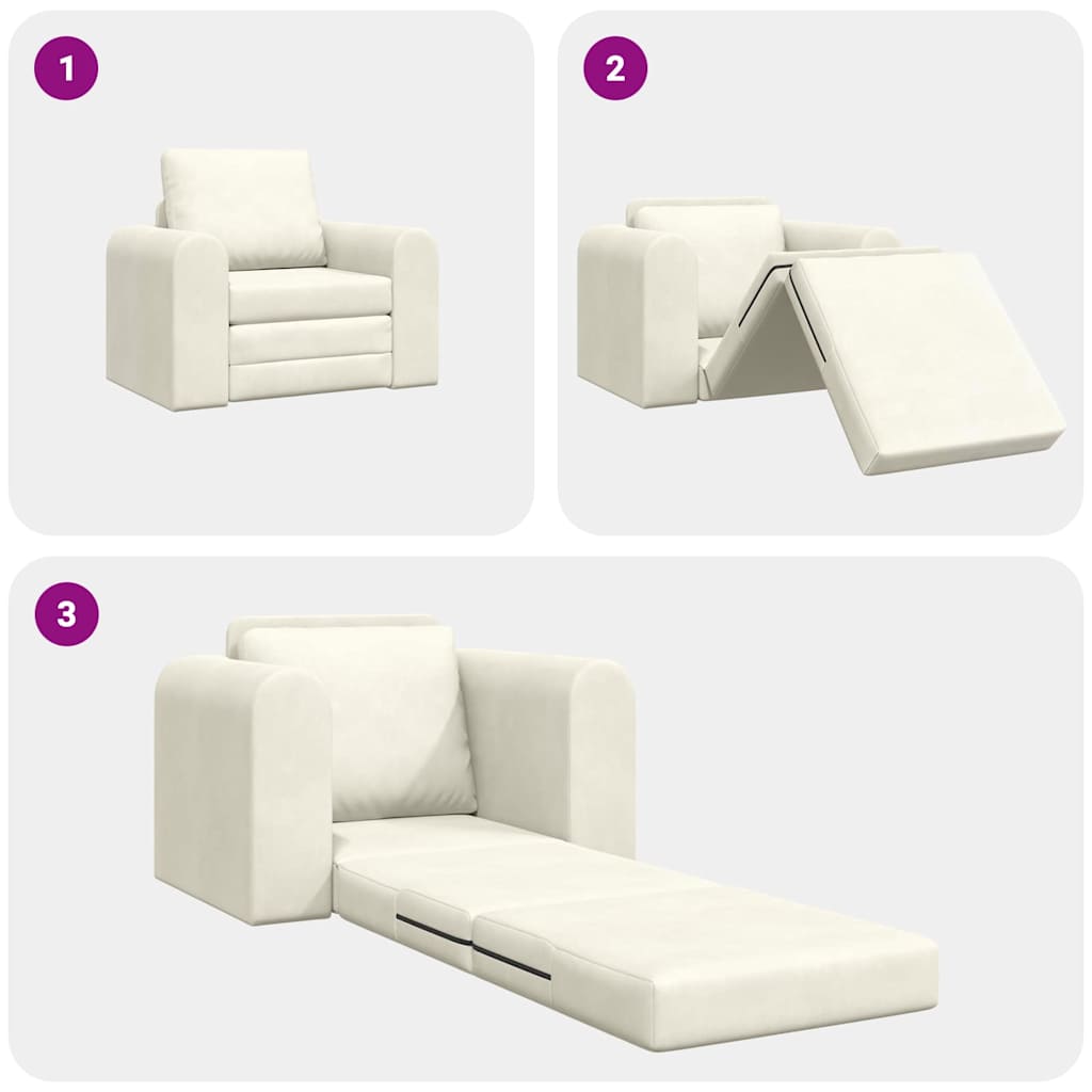 Sovesofa Creme 98 x 71 x 83 cm Fløjl