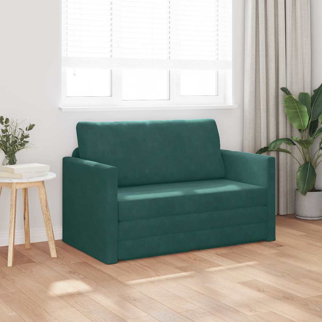 Sovesofa Mørkegrøn 124 x 204 x 61 cm Fløjl