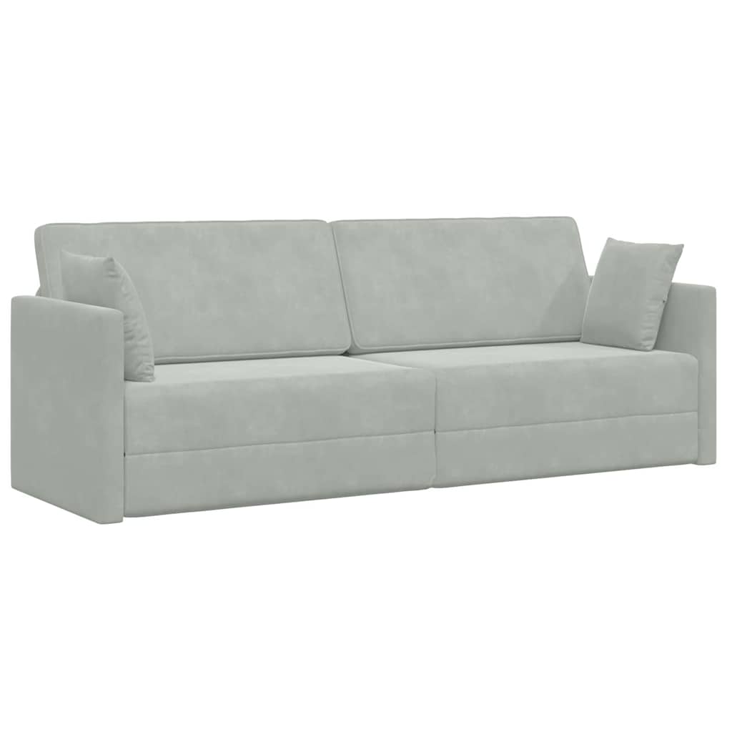 Gulvsovesofa Lysegrå 213 x 70 x 77 cm Fløjl