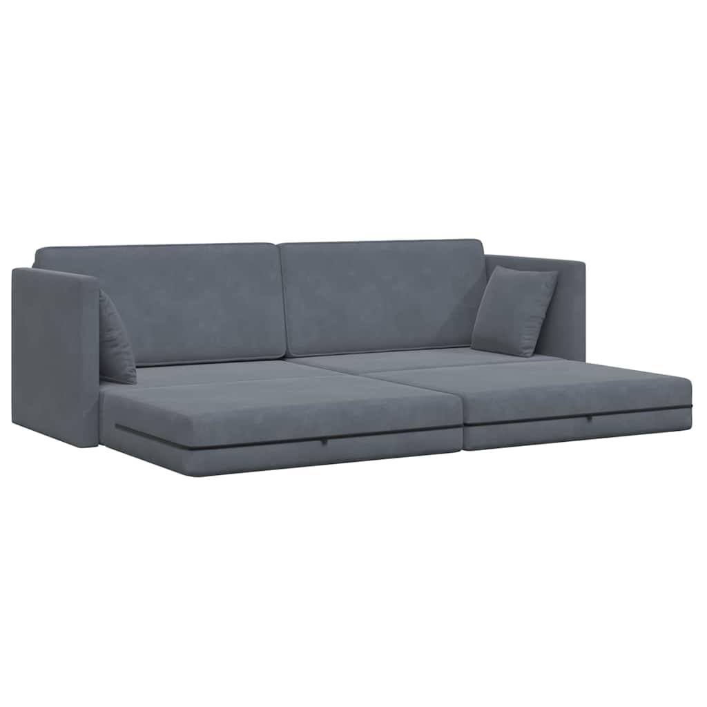 Gulvsovesofa Mørkegrå 213 x 70 x 77 cm Fløjl