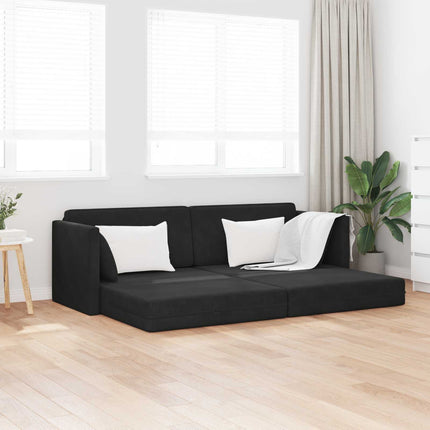 Gulvsovesofa Sort 213 x 70 x 77 cm Fløjl