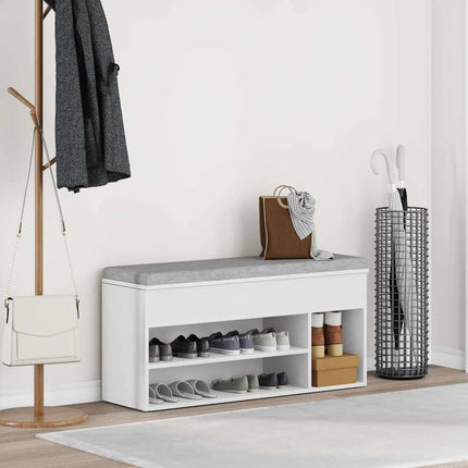 skobænk 102x30,5x45 cm konstrueret træ hvid