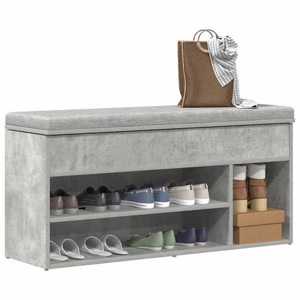 skobænk 102x30,5x45 cm konstrueret træ betongrå
