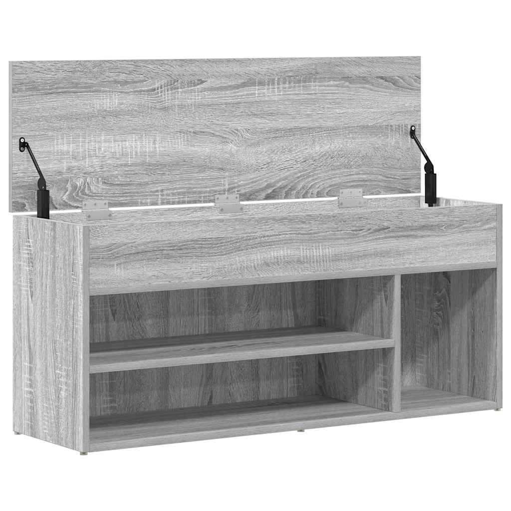 skobænk 102x30,5x45 cm konstrueret træ grå sonoma-eg