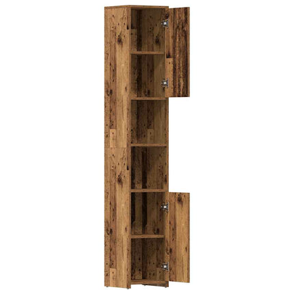 badeværelsesskab 30x30x183,5 cm konstrueret træ antikt træ