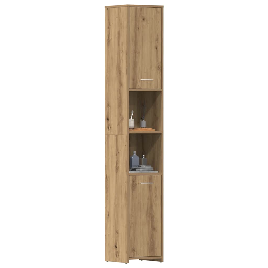 Badeværelsesskab 30x30x183,5 Cm Konstrueret Træ - artisian oak / Med håndtag
