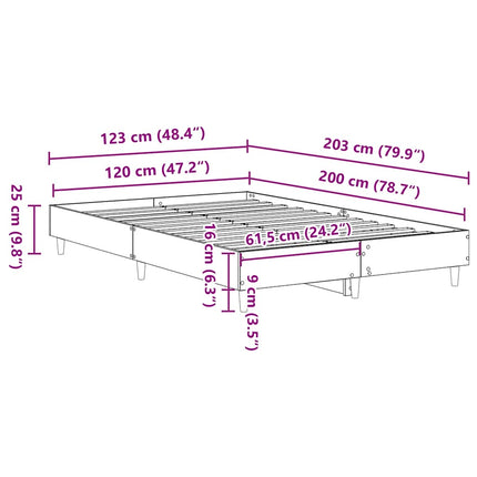 sengestel uden madras 120x200 cm konstrueret træ røget eg