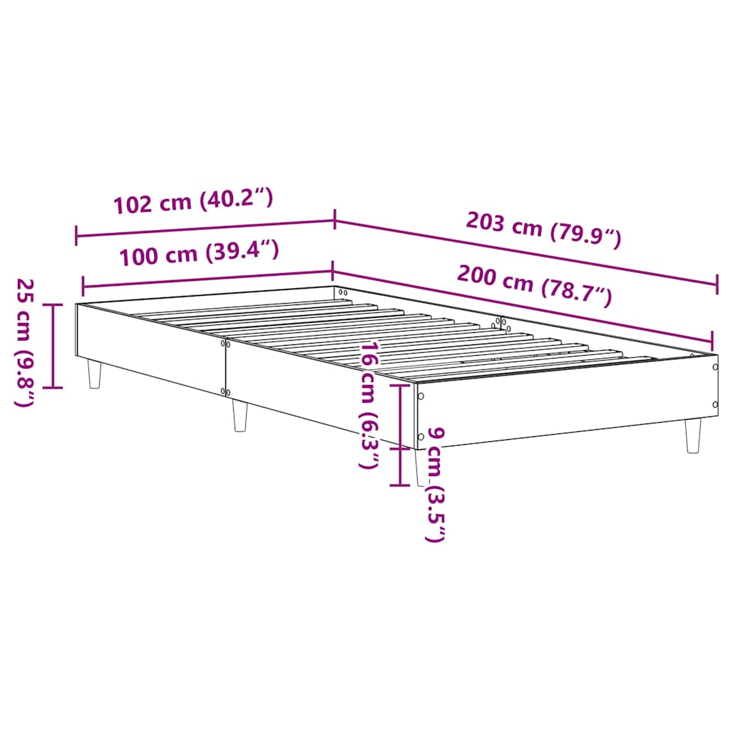 sengeramme uden madras 100x200 cm konstrueret træ hvid