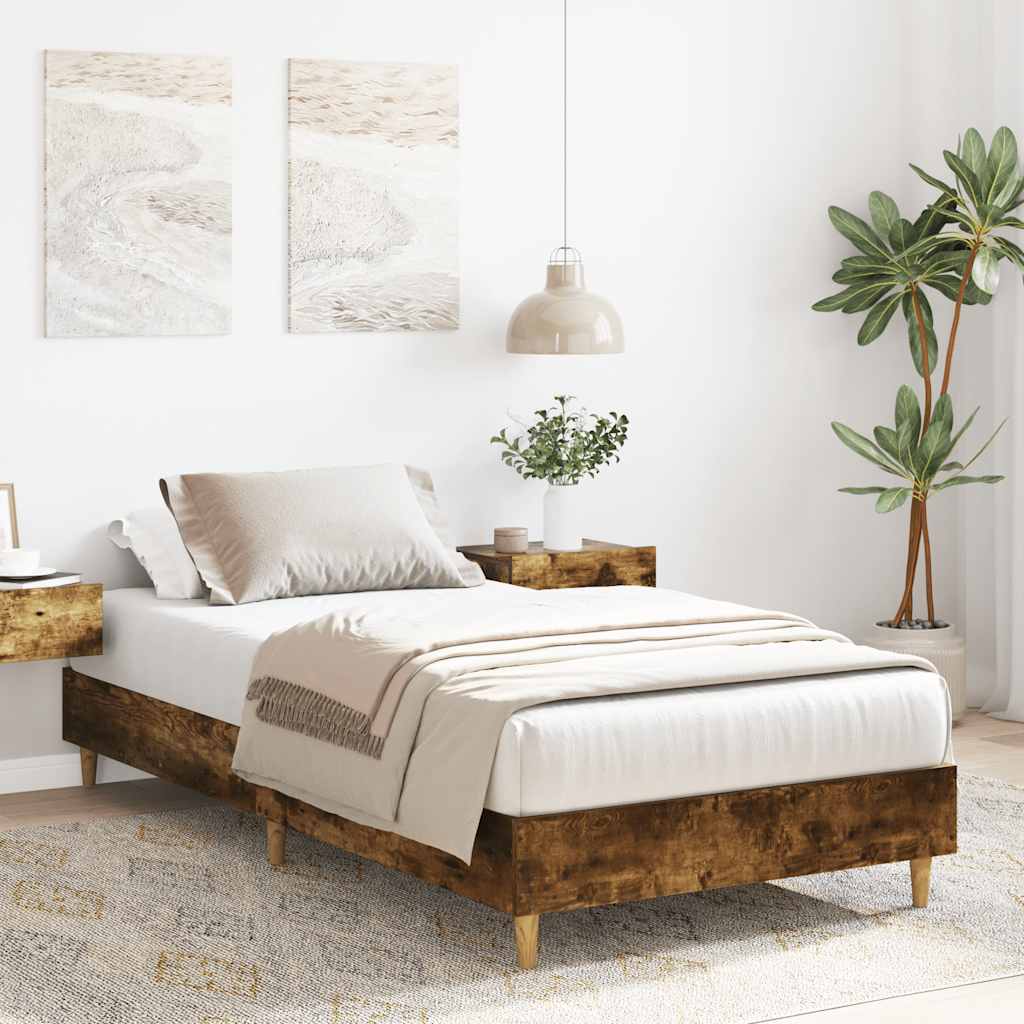 sengeramme uden madras 100x200 cm konstrueret træ røget eg