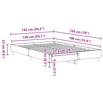 sengestel uden madras 140x190 cm konstrueret træ sort