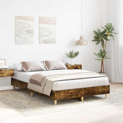 sengestel uden madras 135x190 cm konstrueret træ røget eg