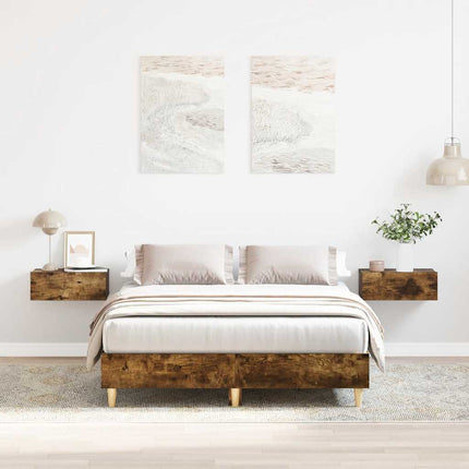 sengestel uden madras 135x190 cm konstrueret træ røget eg