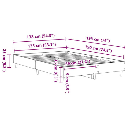 sengestel uden madras 135x190 cm konstrueret træ antikt træ