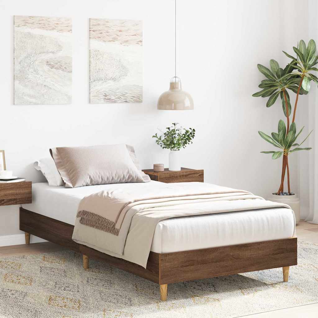 sengestel uden madras 75x190 cm konstrueret træ brunt eg