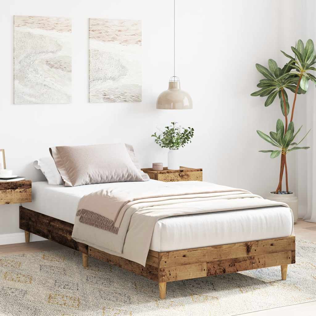 sengestel uden madras 75x190 cm konstrueret træ antikt træ