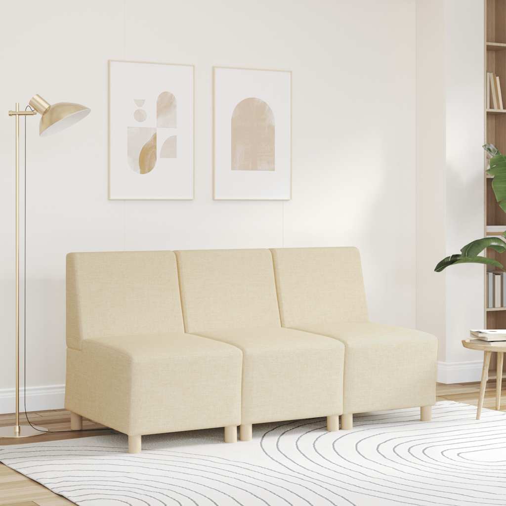 modulær sofa uden armlæn cremefarvet 55 cm stof