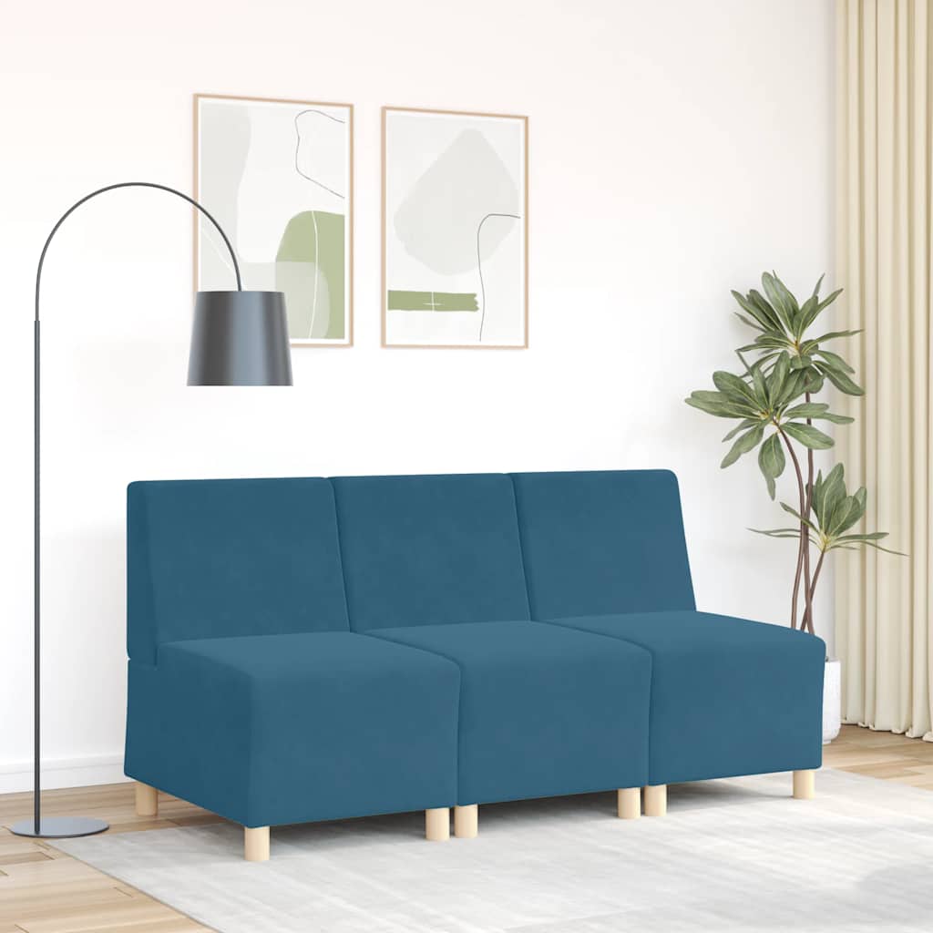 modulær sofa uden armlæn blå 55 cm fløjl