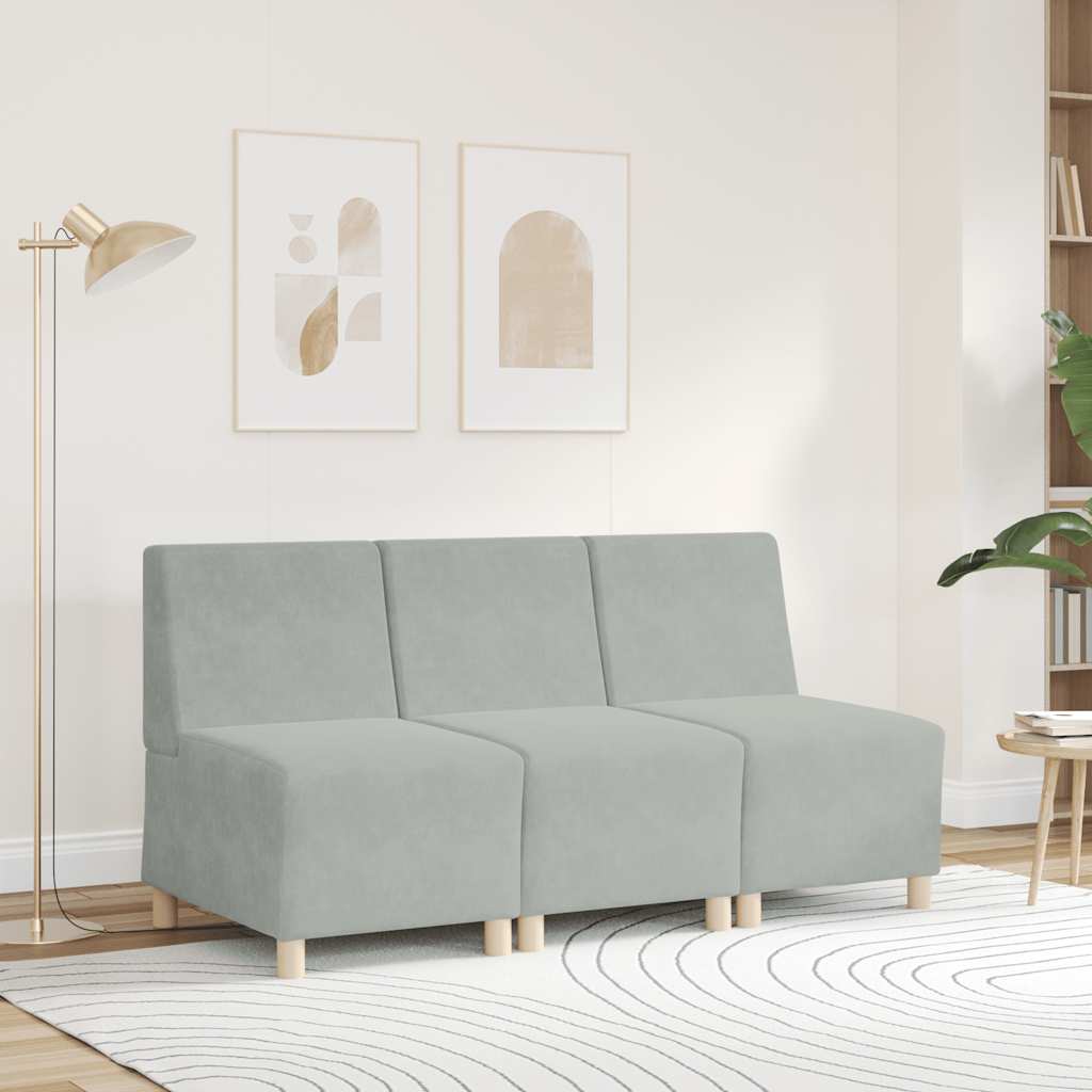 modulær sofa uden armlæn lysegrå 55 cm fløjl