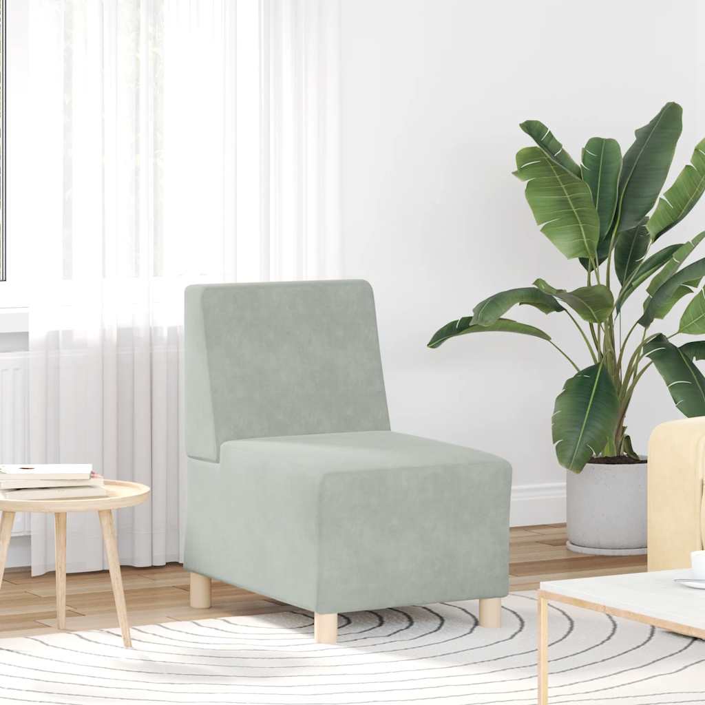 modulær sofa uden armlæn lysegrå 55 cm fløjl