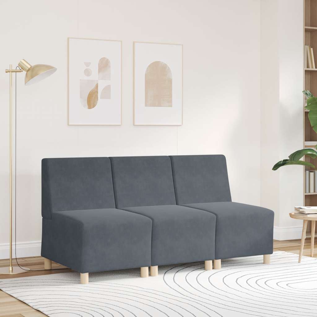 modulær sofa uden armlæn mørkegrå 55 cm fløjl