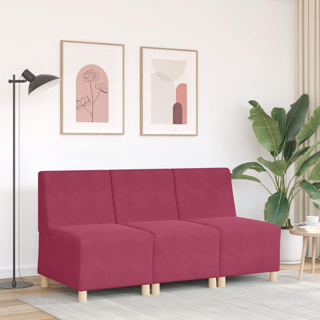 modulær sofa uden armlæn vinrød 55 cm fløjl