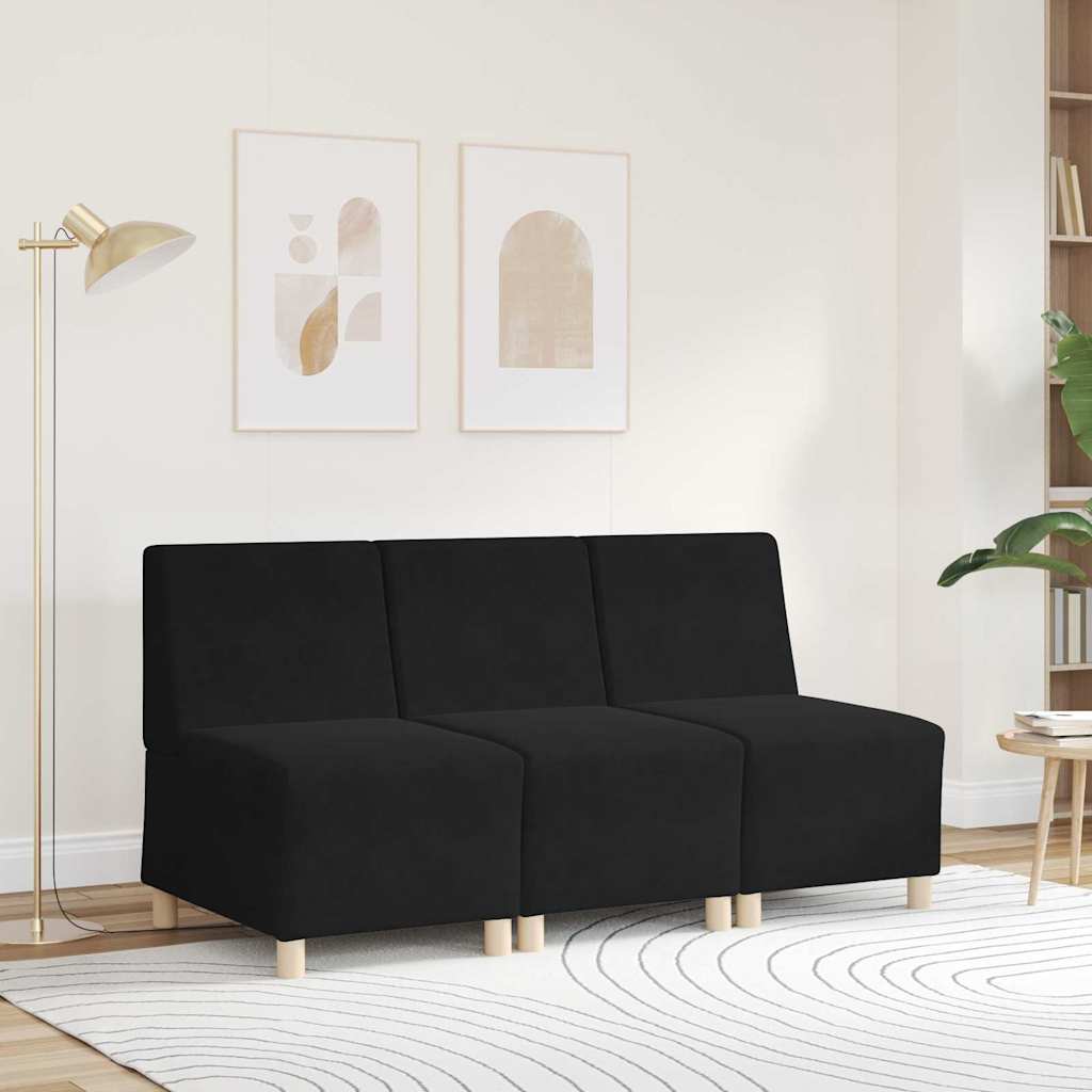| Modulsofa enhed uden arme | Sort 55 x 74 x 82 cm Fløjl